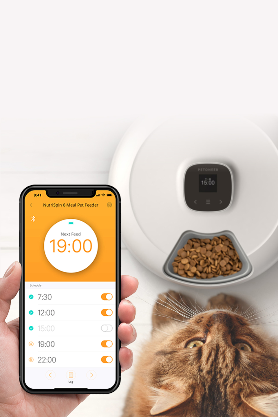 スマホ対応 回転式自動給餌器 Petoneer NutriSpin 6 Meal Pet Feeder